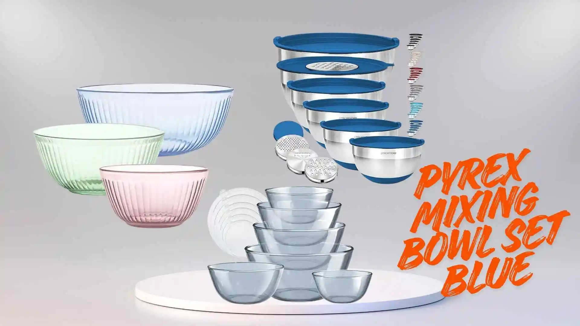 pyrex mixing bowl set blue