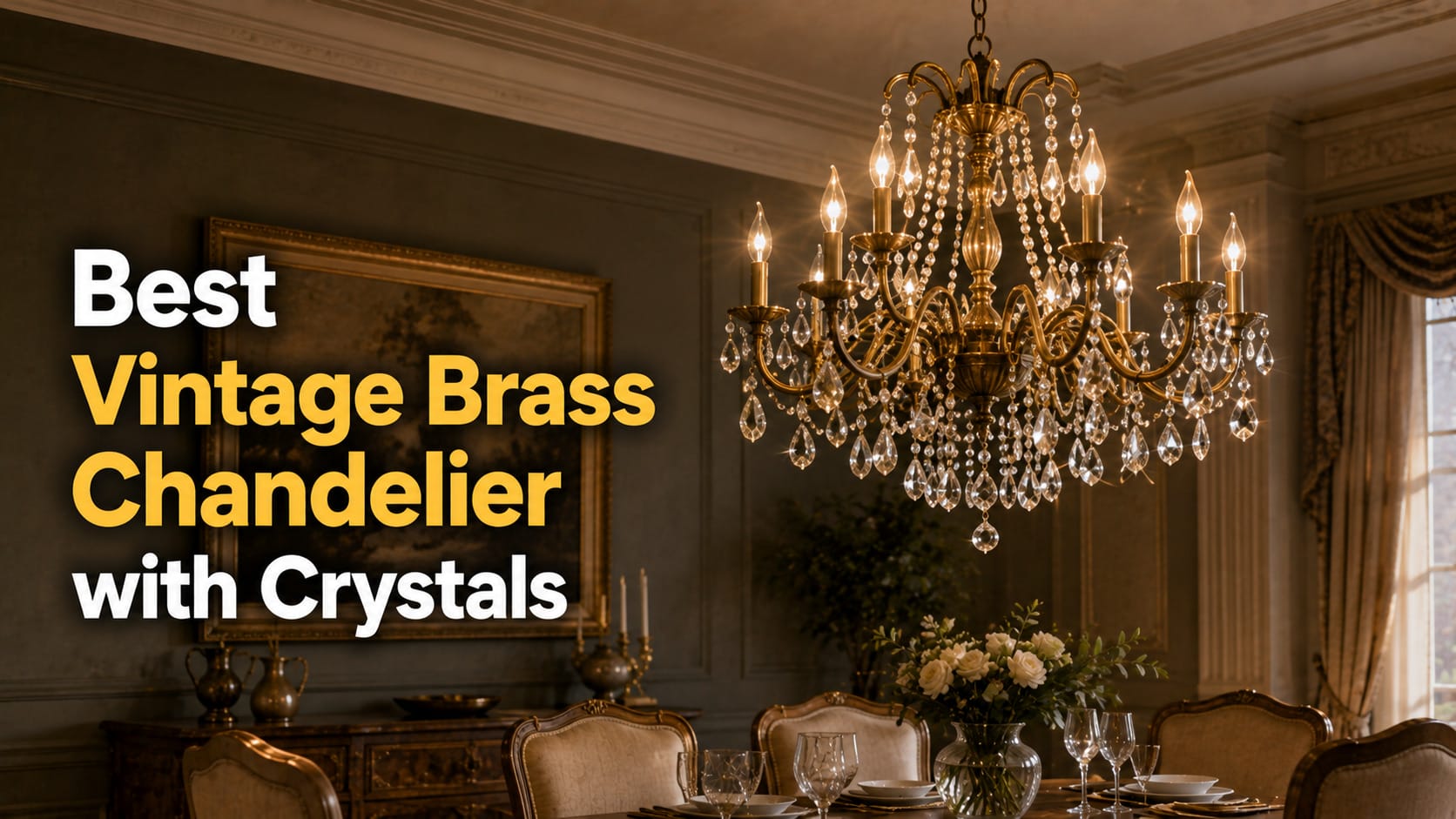 best vintage brass chandelier with crystals